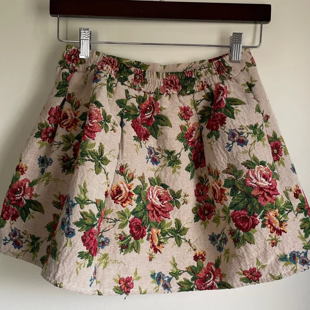 Akira Floral Brocade Mini Skirt - Picture 2 of 6